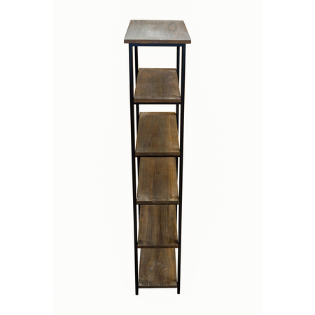 Alaterre Furniture Pomona 70"H 5-Shelf Metal and Solid Wood Bookcase AMBA0820